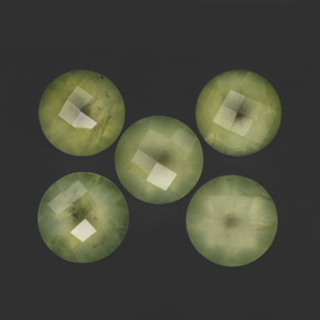 9.43 ct Green Prehnite Stone, Natural Prehnite in Round Checkerboard Shape for Sale