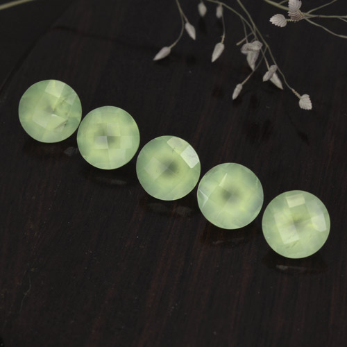 Yellow Green Пренит Камень - 2ct Круглая Шахматная Огранка (ID: 248682)