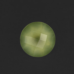 1.81 ct Green Prehnite Gemstone, Prehnite Gem in Round Checkerboard Shape for Sale.