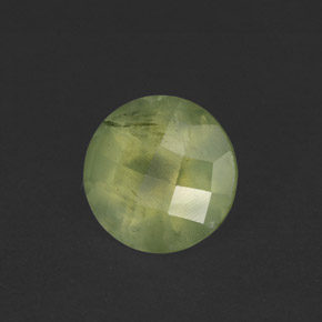 1.99 ct Green Prehnite Stone, Natural Prehnite in Round Checkerboard Shape for Sale