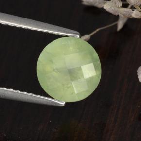 1.91 ct Green Prehnite Gemstone, Prehnite Gem in Round Checkerboard Shape for Sale.