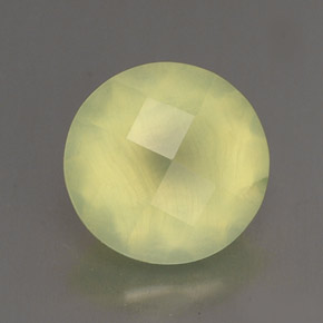 1.77 ct Green Prehnite Gemstone, Prehnite Gem in Round Checkerboard Shape for Sale.