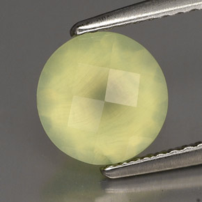 1.77 ct Green Prehnite Stone, Natural Prehnite in Round Checkerboard Shape for Sale
