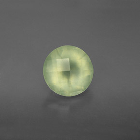 1.84 ct Green Prehnite Stone, Natural Prehnite in Round Checkerboard Shape for Sale