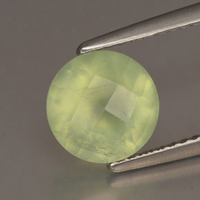 1.94 ct Green Prehnite Stone, Natural Prehnite in Round Checkerboard Shape for Sale