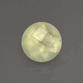 1.86 ct Green Prehnite Gemstone, Prehnite Gem in Round Checkerboard Shape for Sale.