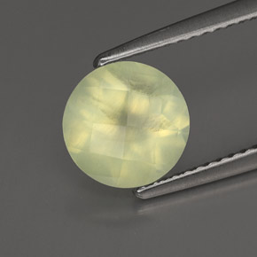 1.86 ct Green Prehnite Stone, Natural Prehnite in Round Checkerboard Shape for Sale