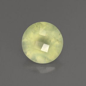 1.87 ct Green Prehnite Gemstone, Prehnite Gem in Round Checkerboard Shape for Sale.
