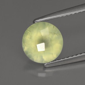 1.87 ct Green Prehnite Stone, Natural Prehnite in Round Checkerboard Shape for Sale