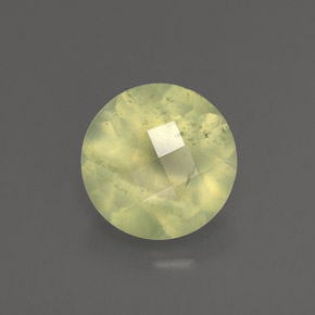 1.91 ct Green Prehnite Gemstone, Prehnite Gem in Round Checkerboard Shape for Sale.