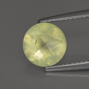 1.91 ct Green Prehnite Stone, Natural Prehnite in Round Checkerboard Shape for Sale
