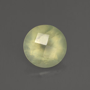 1.73 ct Green Prehnite Gemstone, Prehnite Gem in Round Checkerboard Shape for Sale.