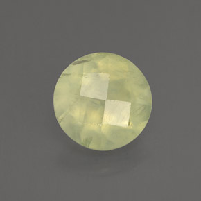 1.89 ct Green Prehnite Stone, Natural Prehnite in Round Checkerboard Shape for Sale