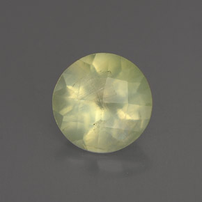 1.80 ct Green Prehnite Gemstone, Prehnite Gem in Round Checkerboard Shape for Sale.