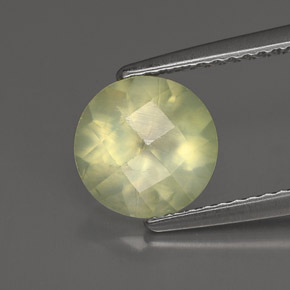 1.80 ct Green Prehnite Stone, Natural Prehnite in Round Checkerboard Shape for Sale