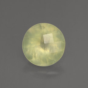1.93 ct Green Prehnite Gemstone, Prehnite Gem in Round Checkerboard Shape for Sale.