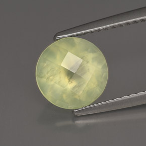 1.93 ct Green Prehnite Stone, Natural Prehnite in Round Checkerboard Shape for Sale