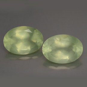 11.44 ct Green Prehnite Gemstone, Prehnite Gem in Oval Facet Shape for Sale.