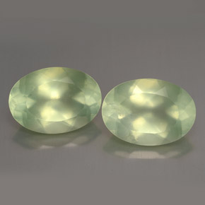 11.72 ct Green Prehnite Gemstone, Prehnite Gem in Oval Facet Shape for Sale.