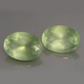 11.52 ct Green Prehnite Gemstone, Prehnite Gem in Oval Facet Shape for Sale.