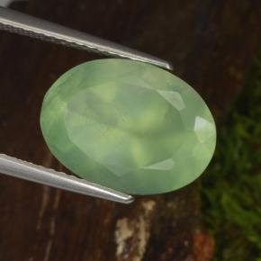 6.16 ct Green Prehnite Stone, Natural Prehnite in Oval Facet Shape for Sale