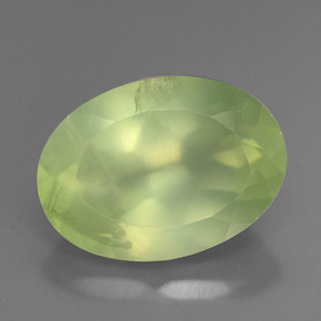 6.17 ct Green Prehnite Gemstone, Prehnite Gem in Oval Facet Shape for Sale.