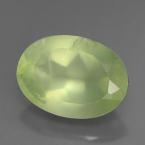 6.17 ct Green Prehnite Stone, Natural Prehnite in Oval Facet Shape for Sale
