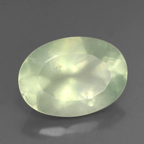 5.71 ct Green Prehnite Stone, Natural Prehnite in Oval Facet Shape for Sale