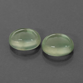 4.43 ct Green Prehnite Gemstone, Prehnite Gem in Oval Cabochon Shape for Sale.