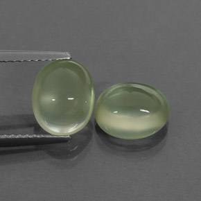 4.53 ct Green Prehnite Stone, Natural Prehnite in Oval Cabochon Shape for Sale