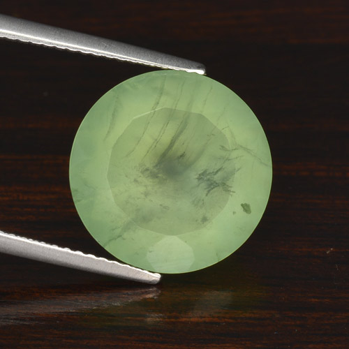 Yellow Green Prehnite Gem - 9ct Round Facet (ID: 271559)