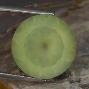 8.86 ct Green Prehnite Gemstone, Prehnite Gem in Round Facet Shape for Sale.