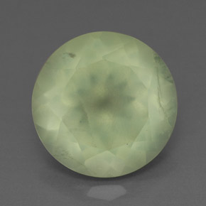 5.54 ct Green Prehnite Gemstone, Prehnite Gem in Round Facet Shape for Sale.