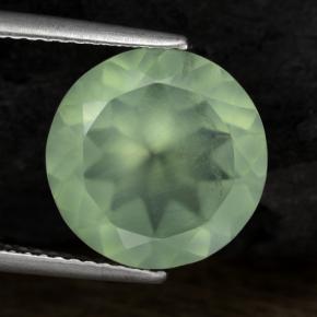 5.73 ct Green Prehnite Gemstone, Prehnite Gem in Round Facet Shape for Sale.