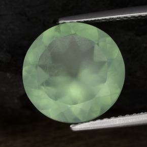 5.73 ct Green Prehnite Stone, Natural Prehnite in Round Facet Shape for Sale
