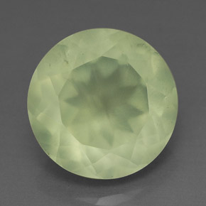 5.88 ct Green Prehnite Gemstone, Prehnite Gem in Round Facet Shape for Sale.