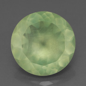 5.66 ct Green Prehnite Gemstone, Prehnite Gem in Round Facet Shape for Sale.