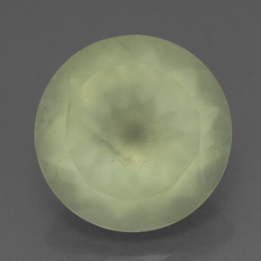 6.05 ct Green Prehnite Gemstone, Prehnite Gem in Round Facet Shape for Sale.