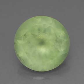5.72 ct Green Prehnite Gemstone, Prehnite Gem in Round Facet Shape for Sale.