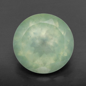 6.09 ct Green Prehnite Gemstone, Prehnite Gem in Round Facet Shape for Sale.