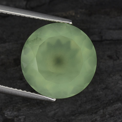 Olive Green Prehnite Gem - 9.5ct Round Facet (ID: 271606)