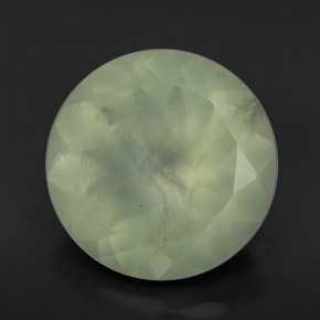 5.47 ct Green Prehnite Gemstone, Prehnite Gem in Round Facet Shape for Sale.