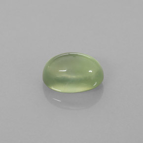 3.48 ct Green Prehnite Gemstone, Prehnite Gem in Oval Cabochon Shape for Sale.