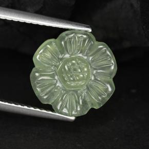 4.62 ct Green Prehnite Gemstone, Prehnite Gem in Carved Flower Shape for Sale.