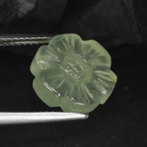 4.62 ct Green Prehnite Stone, Natural Prehnite in Carved Flower Shape for Sale