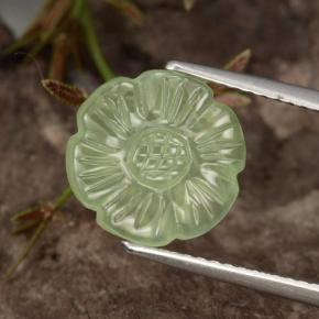 4.48 ct Green Prehnite Gemstone, Prehnite Gem in Carved Flower Shape for Sale.