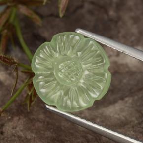 4.48 ct Green Prehnite Stone, Natural Prehnite in Carved Flower Shape for Sale