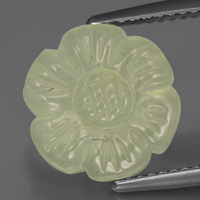 4.85 ct Green Prehnite Gemstone, Prehnite Gem in Carved Flower Shape for Sale.