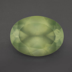 8.93 ct Green Prehnite Gemstone, Prehnite Gem in Oval Facet Shape for Sale.