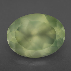 9.03 ct Green Prehnite Gemstone, Prehnite Gem in Oval Facet Shape for Sale.